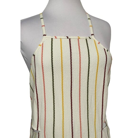 Walter Baker Edgy Cabana Stripe Ezra Midi Dress L Side Cutouts Contemporary NEW - Picture 3 of 6